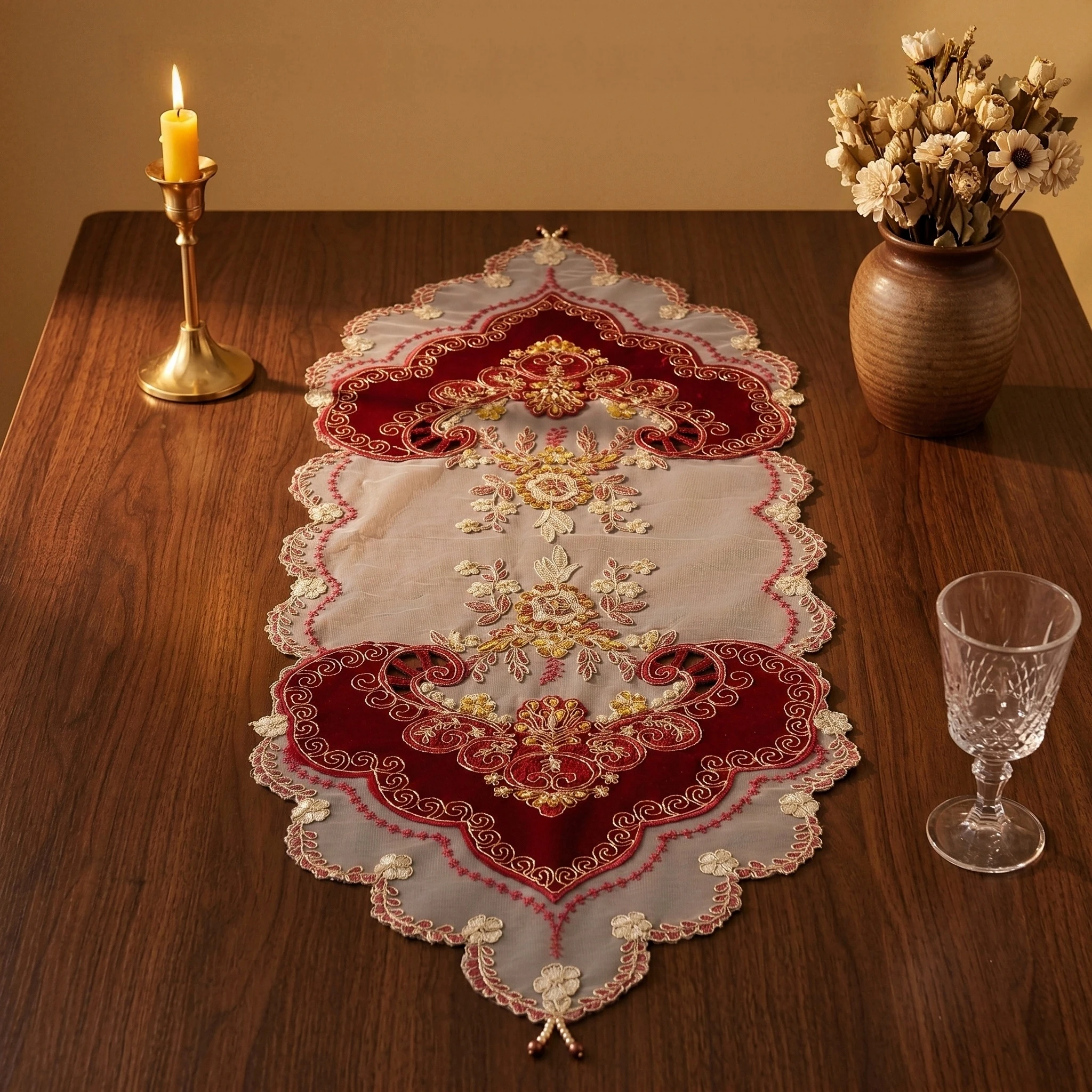 1 Stück 40x100cm Roter Samttis – Embroidery Xmas Designs Bewertung und Preis