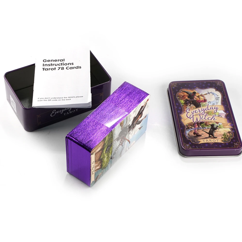 Everyday Witch Tarot Witches in a Tin Metal Box Gold-plated Edge Hot Sell Tarot Cards For Divination Tarot Deck Beautiful Packag