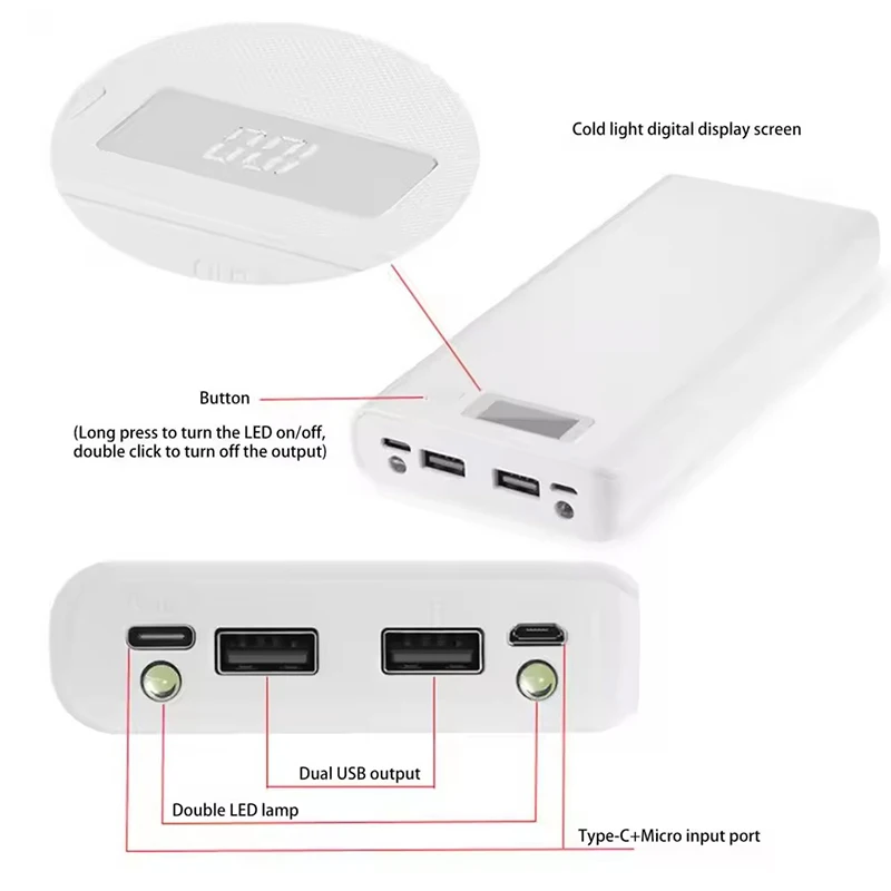 DIY Shell 8*18650 Battery Power Bank Dual USB For Phone Charging 18650 Battery Storage Box Case Without Battery