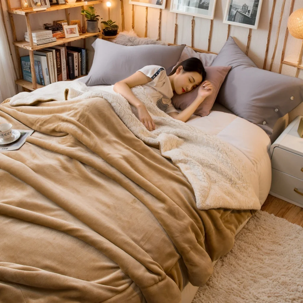 

Throw Blanket Keep Warm Winter Bed Blankets Double Sided Super Soft Fluffy Lightweight Fleece Blanket Blanket for Office Home