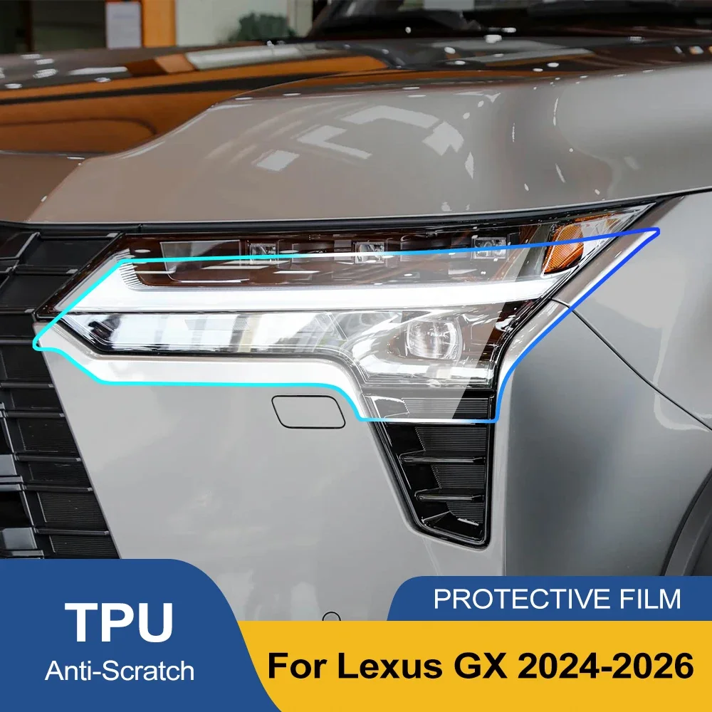 High Gloss Smoke Black Pre Cut Headlight Protective Film Custom Fit TPU PPF for Lexus GX 2014-2026 Anti-Scratch Vinyl Wrap