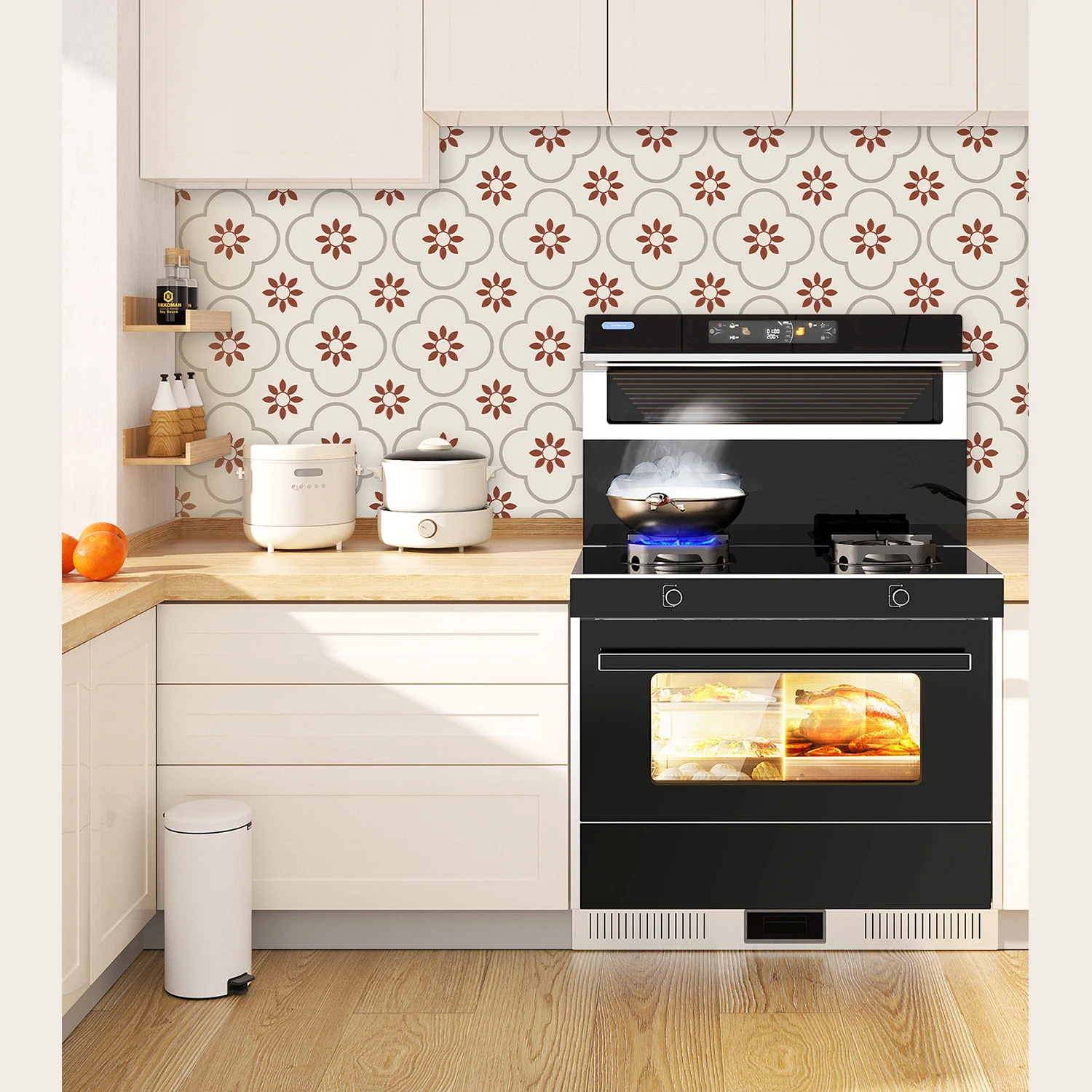 6 قطعة قشر وعصا مقاوم للماء مقاومة للاهتراء ملصقات الحائط والأرضيات المضادة للانزلاق بلاط الأرضيات ملصق 20x20 سم لتقوم بها بنفسك لتجديد المنزل