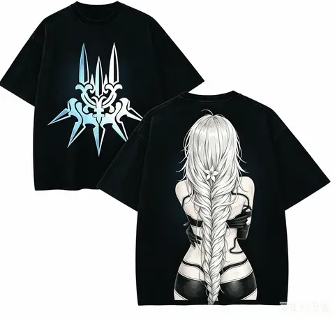 NieR Automata A2 Graphic T‑Shirt Men Women Vintage Washed Anime Print Short Sleeve O‑Neck Tees Game Fan Casual Street Tops