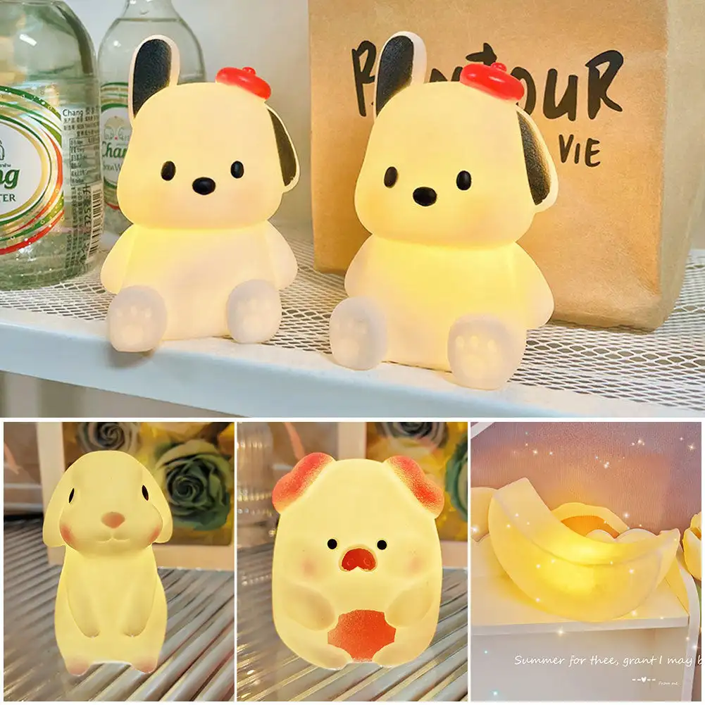 Vinyl Night Light Bedroom Decor Lights Button Battery Powered Moonlight Cartoon Animal Lamps Children Gift Decorative Lamp