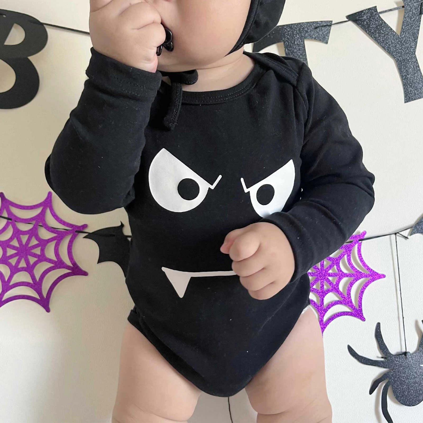 

Baby Boys Girls Halloween Romper Cute Crew Neck Long Sleeve Infant Devil Costume