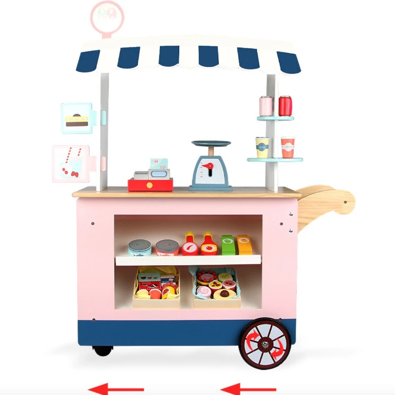 Children's toy convenience car female baby 3-6 years old unisex educational candy cart trolley wooden kitchen toys