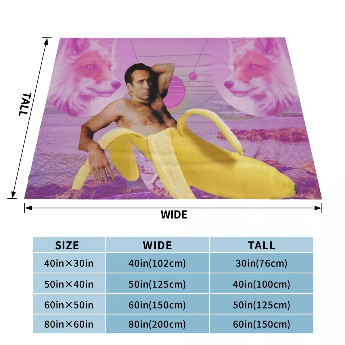 Nicholas Cage Banana Vaporwave An Ultra-Soft Micro Fleece Blanket