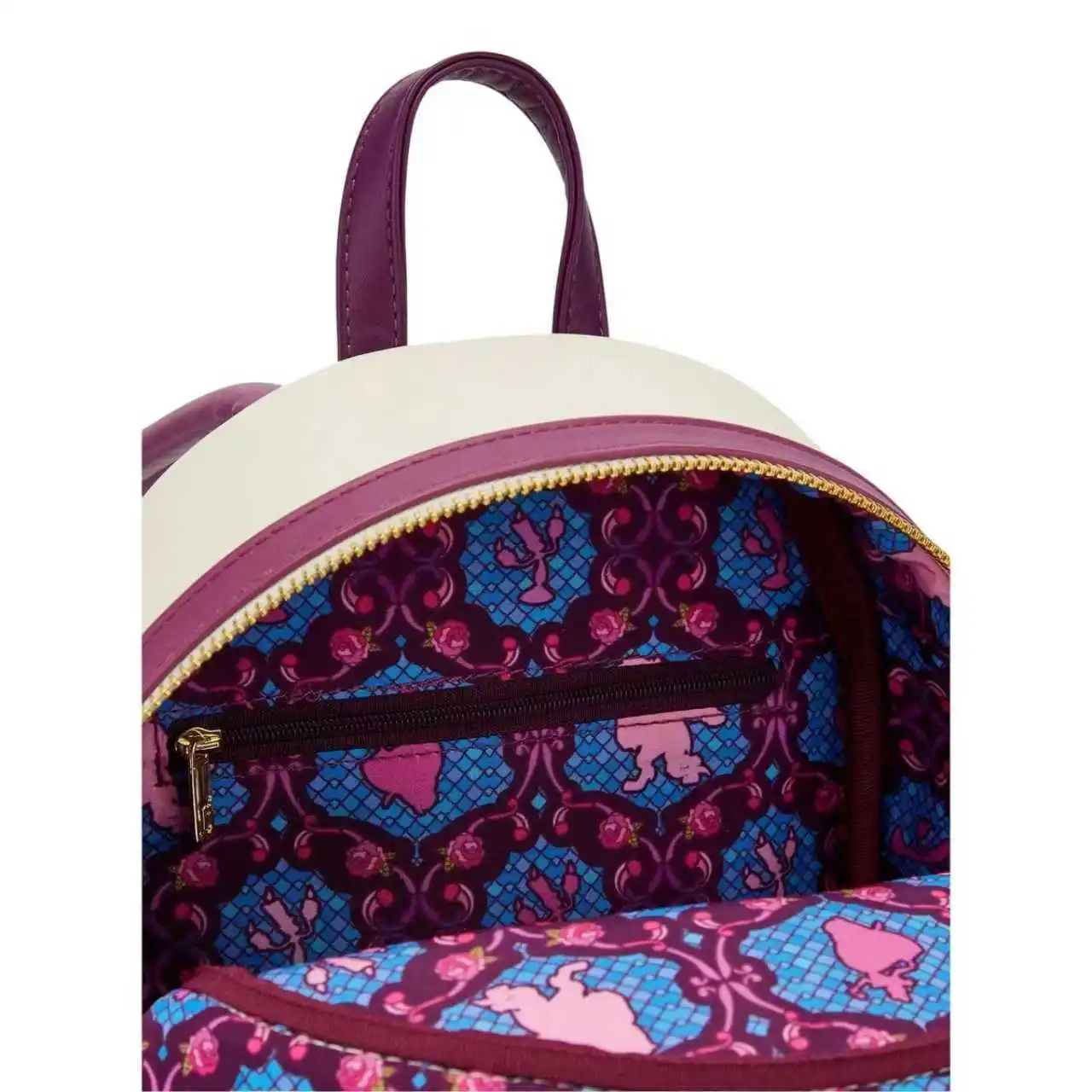 Loungefly Beauty And The Beast جميل ملون زجاجي Portrai المرأة حزام مزدوج حقيبة كتف محفظة حقيبة المدرسة الابتدائية #4