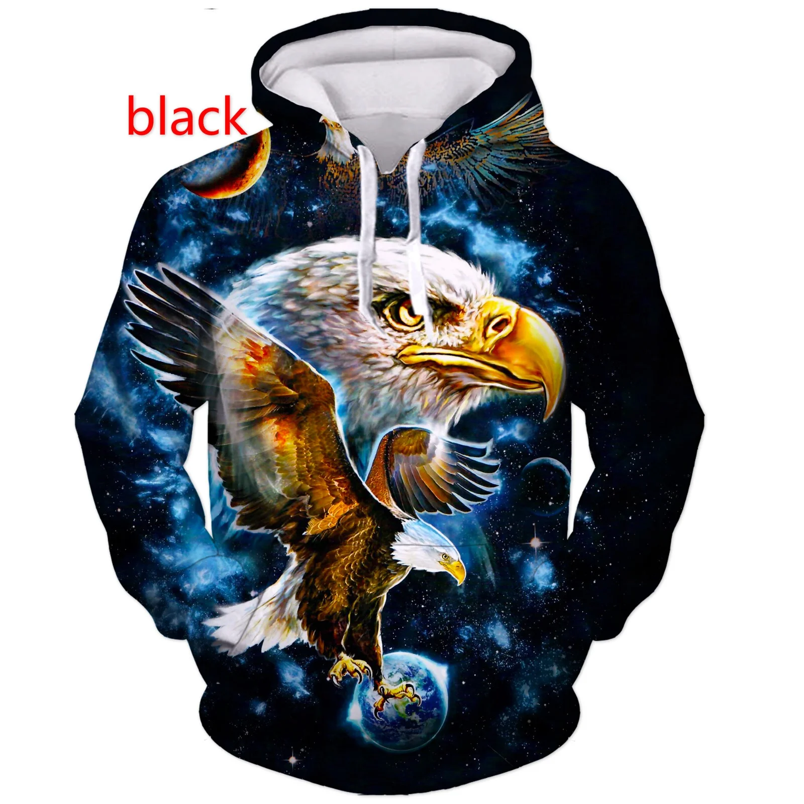 

Fashion Men Women 3D Print Bald Eagle Long Sleeve Couples Hoodies Casual Hip Hop Streetwear