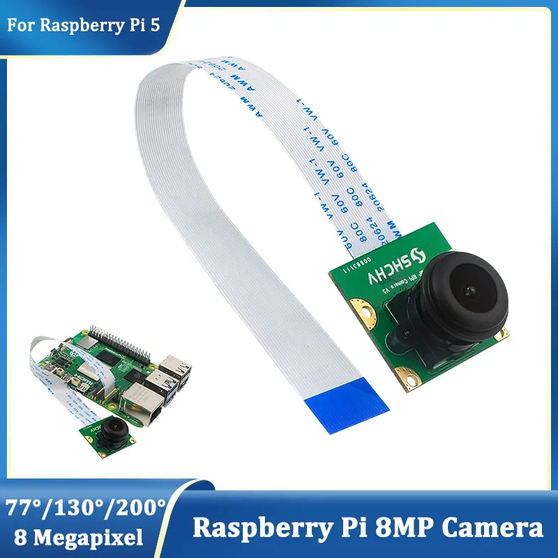 Raspberry Pi 5 8 Million Camera IMX219 Sensor 77 130 200 Degrees 1080P Camera Module with 15cm FFC for Raspberry Pi 5 RPI Pi5