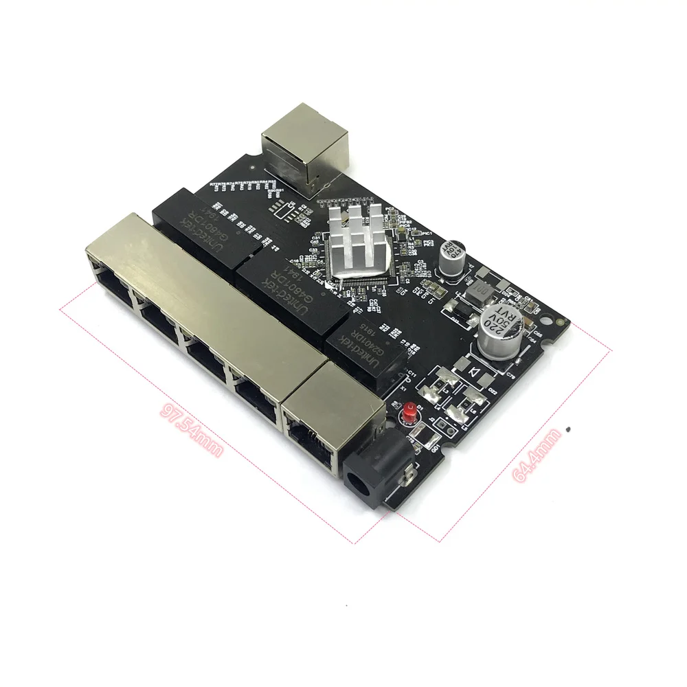 OEM PBC 8 Cổng 8 Cổng Gặp 8 Pin Cách Đầu 10/100/1000 M Hub 8way pin Điện Pcb Board OEM Schroef Gat