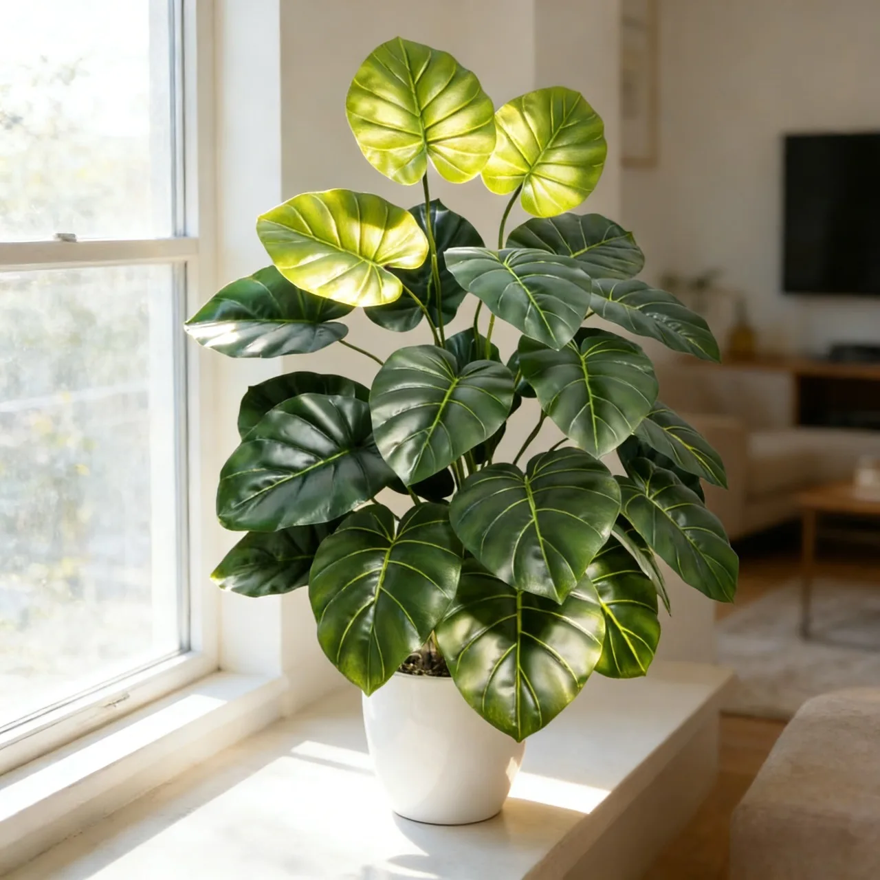 60-105cm Large Fake Palm Tree Artificial Monstera Plants Branch Plastic Turtle Leaves Real Touch Leafs for Home Garden Decor