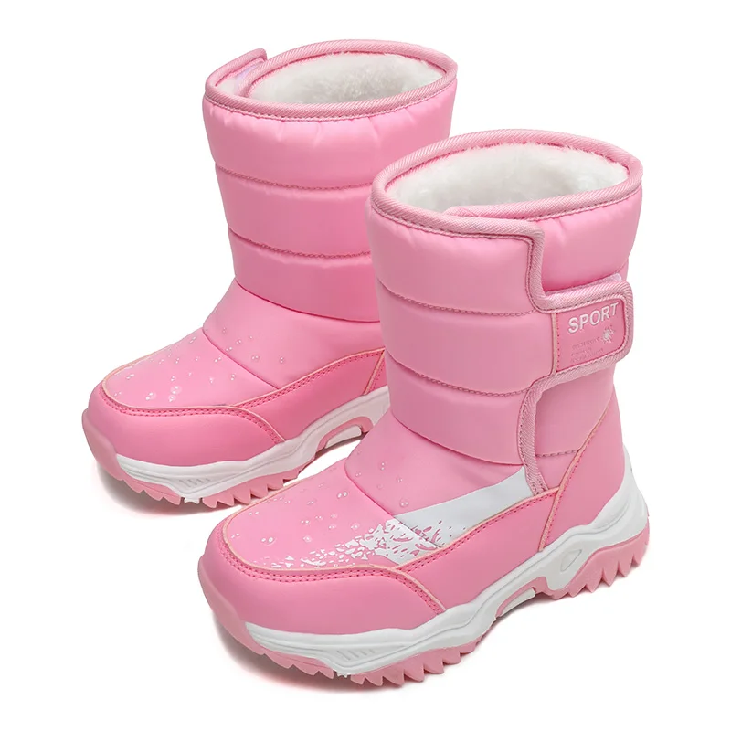 New Arrival Winter Children Shoes for Girls Plush Waterproof Fabric Non-Slip Rubber Sole Snow Boots Fashion Warm Outdoor Boots