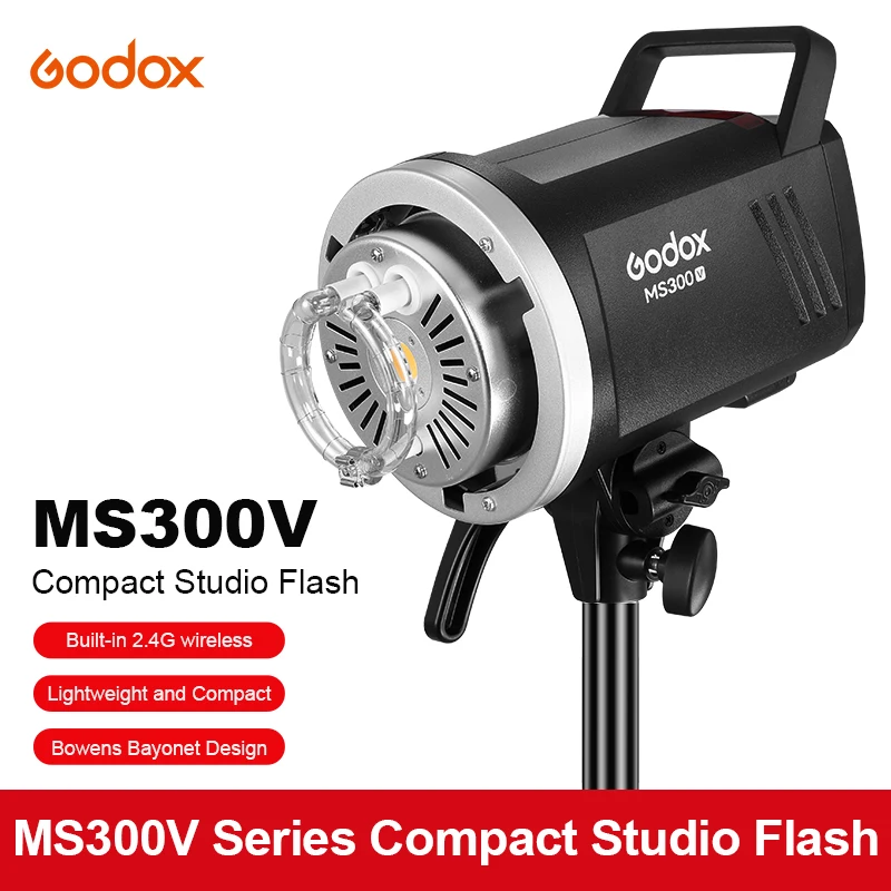 Godox MS200V/MS300V LED Studio Flash Built-in 2.4G Wireless Receiver Lightweight Compact Bowens Mount LED Modeling Lam