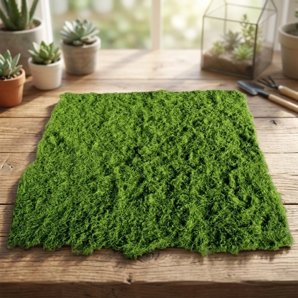 Flexible Artificial Moss Grass Mat 1 x 1 m Natural Looking Green Turf for Seasonal Decor Craft Projects Landscaping
