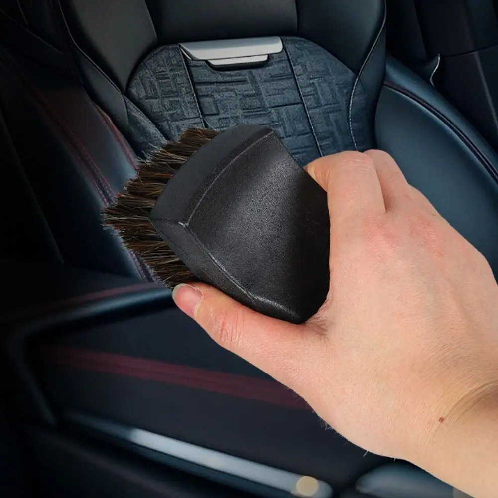 Genuine Horsehair Car Detailing Brush Gentle On Surfaces Ergonomic Handle Horsehair Cleaning Brush Soft Bristles