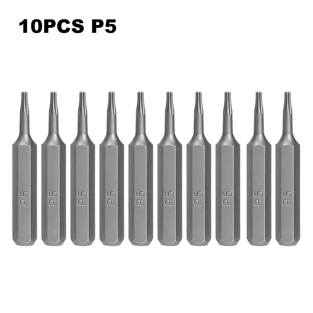 10pcs 28mm Length Pentagram Screwdriver Bit P2 P5 P6 4 Mm Hex Shank Screw Driver Bits Electric Screwdriver Power Tools ﻿