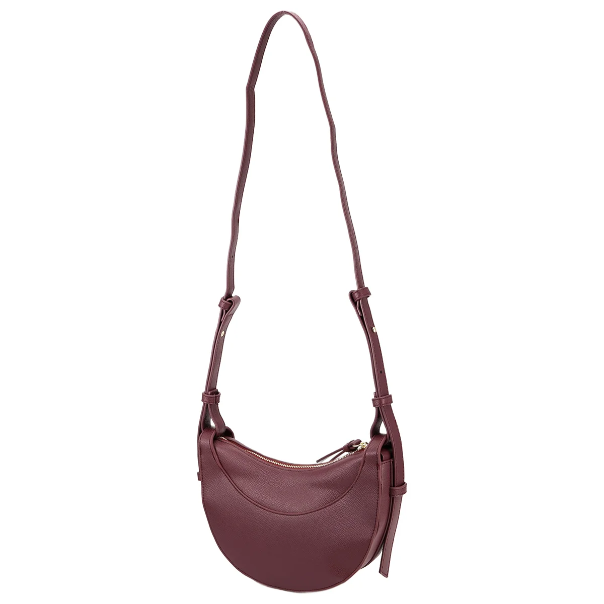 Versatile Casual Crescent Bag Saddle Bag Fashionable Handbag Shoulder Bag Large Capacity Messenger Bag Wine Red