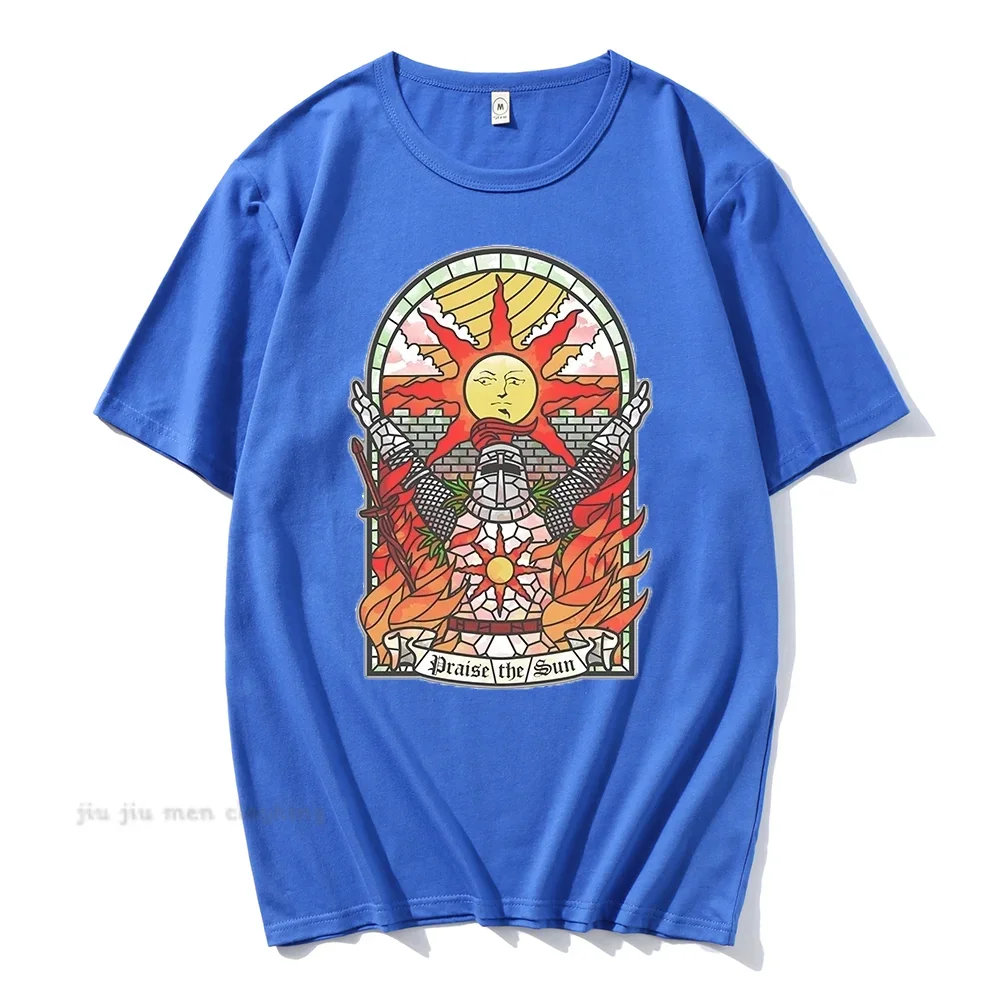 Men Dark Souls Church of the Sun T-Shirt Praise the Sun Youth Tees Cotton New Summer T Shirt Fashion Clothing Tshirts Oversized