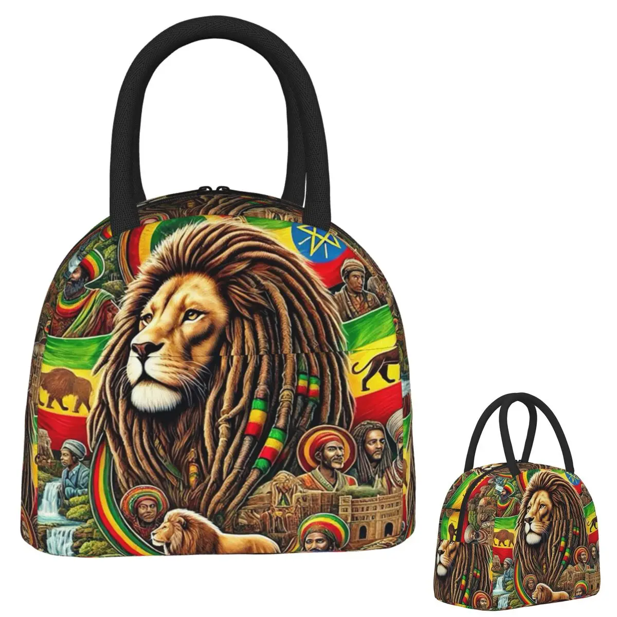 

Rastafarian Amaiquina Reggae Rasta Lion Street Skullies Изолированная сумка для обеда для детей Герметичные коробки для еды Термальный ланч-бокс Сумка