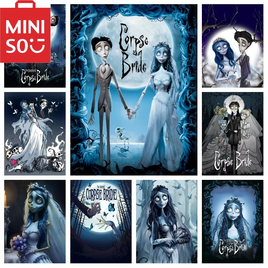 Kit de pintura de diamantes de película "Corpse Bride", esqueleto de terror, novia, Emily y Victor, arte fotográfico, mosaico de punto de cruz, decoración del hogar