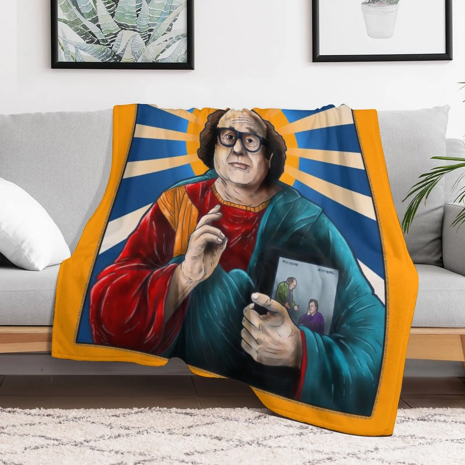 

Saint Danny DeVito Throw Blanket Custom manga Tourist Blankets