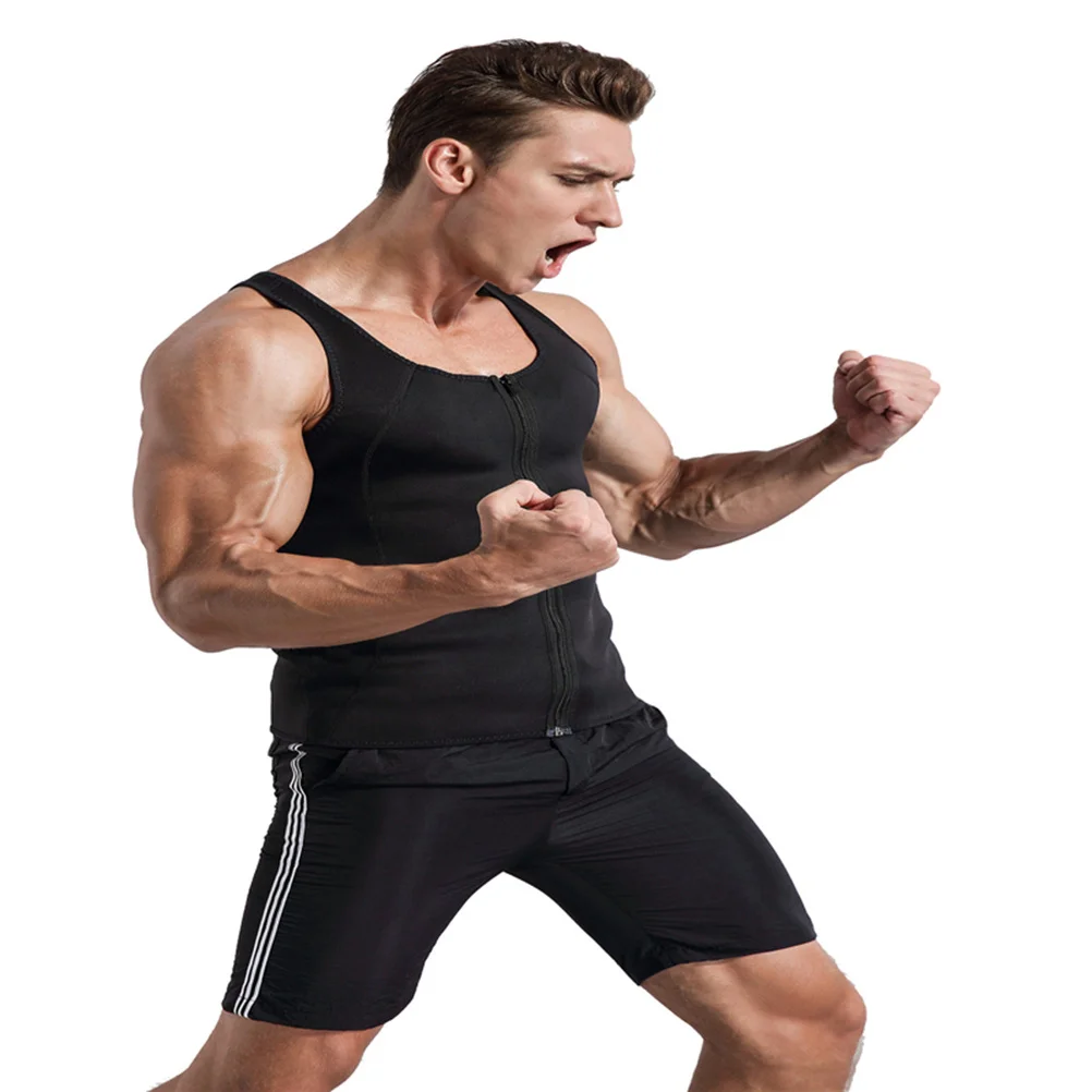 

Zipper Workout Vest For Men Slimming Compression Tank Breathable Trimmer Mens Vest Camping
