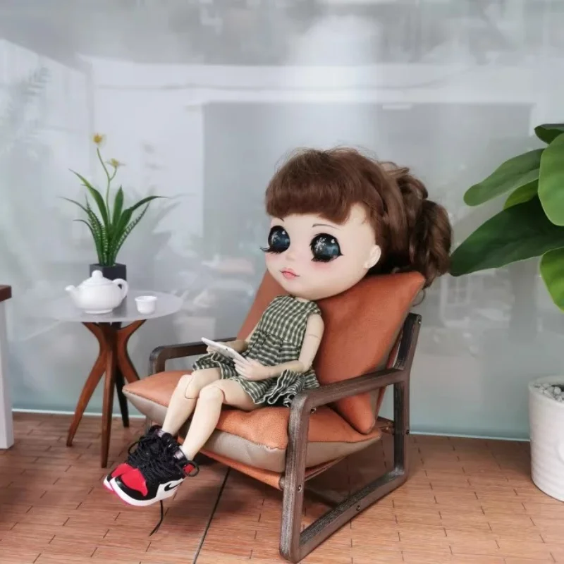 

1/6 Miniature Furniture Retro Leisure Chair Model Dollhouse Accessories Bjd Blyth Soldier Lol dolls Sofa Scene Photo Props Decor