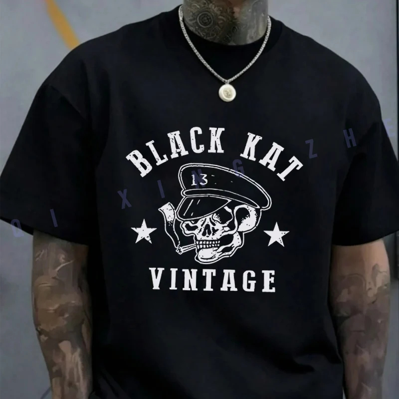 

Nice Moto Skull Black Kat Shirt Cotton Casual T-shirts Mens Summer Moto Cycling Sportswear Top Tee 2026