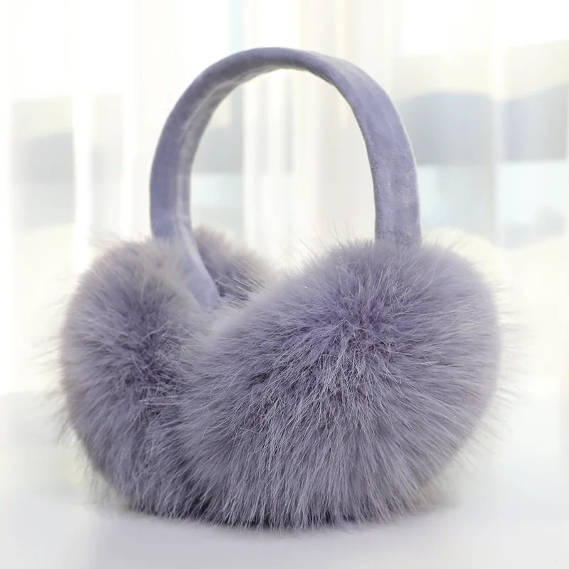 Fashion Solid Color Ear Cover Soft Back Wear Earmuffs Women Thicken Plush Ear Protector Warmer Winter Faux Fur Earmuff Earbags