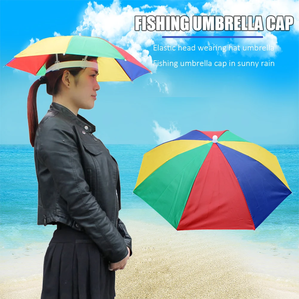 Foldable Head Anti-UV Outdoor Umbrella Hat Anti-Rain Fishing Caps Portable Travel Hiking Beach Fish Tackle Rain Gear