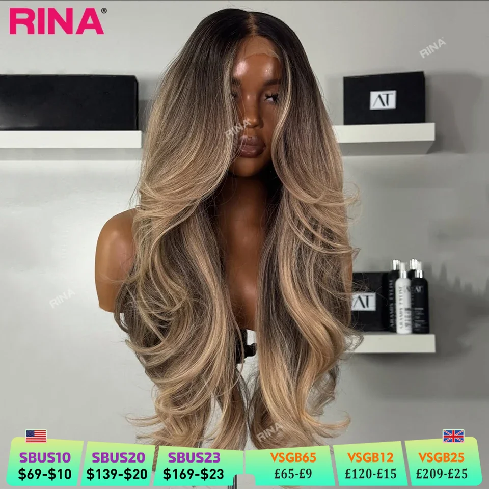 Ombre Blonde Highlight Color 200 Density 13x4 13x6 Human Hair Lace Front Wig Transparent Lace Brazilian Hair For Women Body Wave