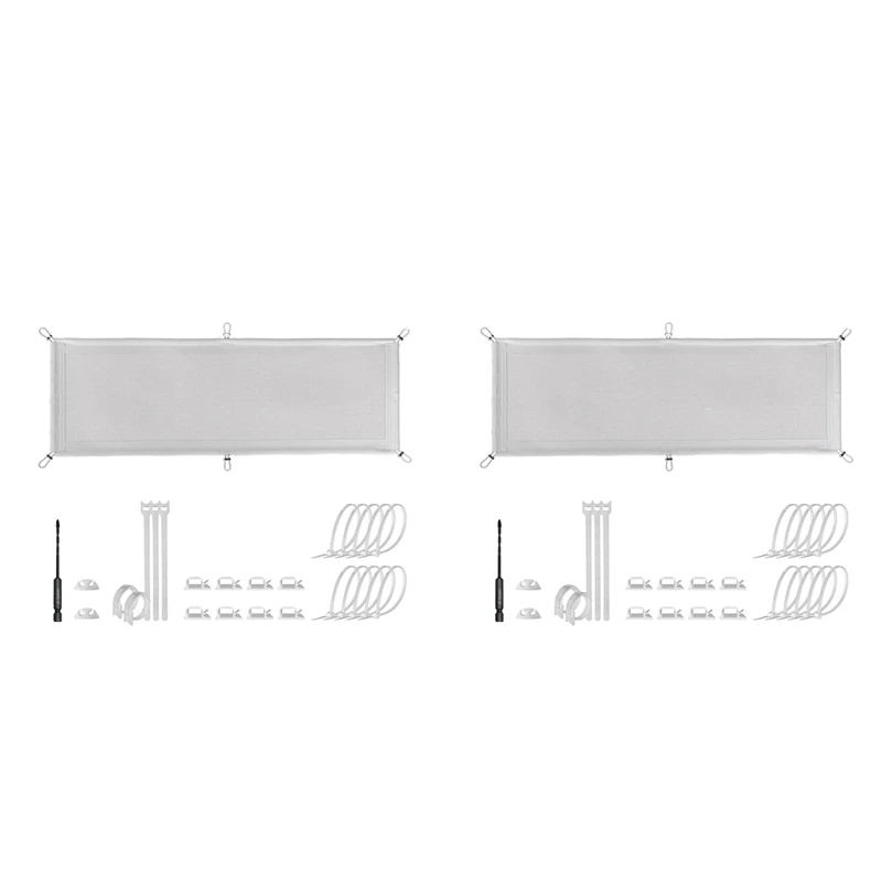 2X Cable Management Net - Under Desk Wire Management - Flexible Under Desk Cable Management Tray White A