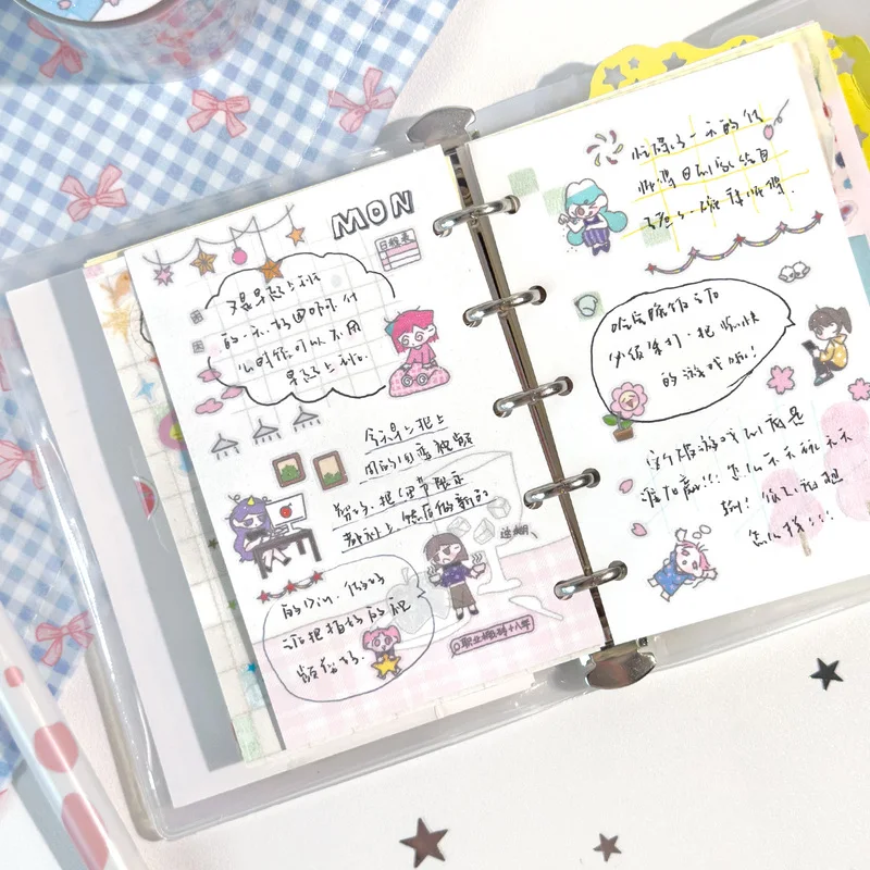 Cartoon Cute Girl Cutting Sticker Tape Diy Basic Sparkling Decorative Material Paper Children'S Kawaii Character Sticker Roll