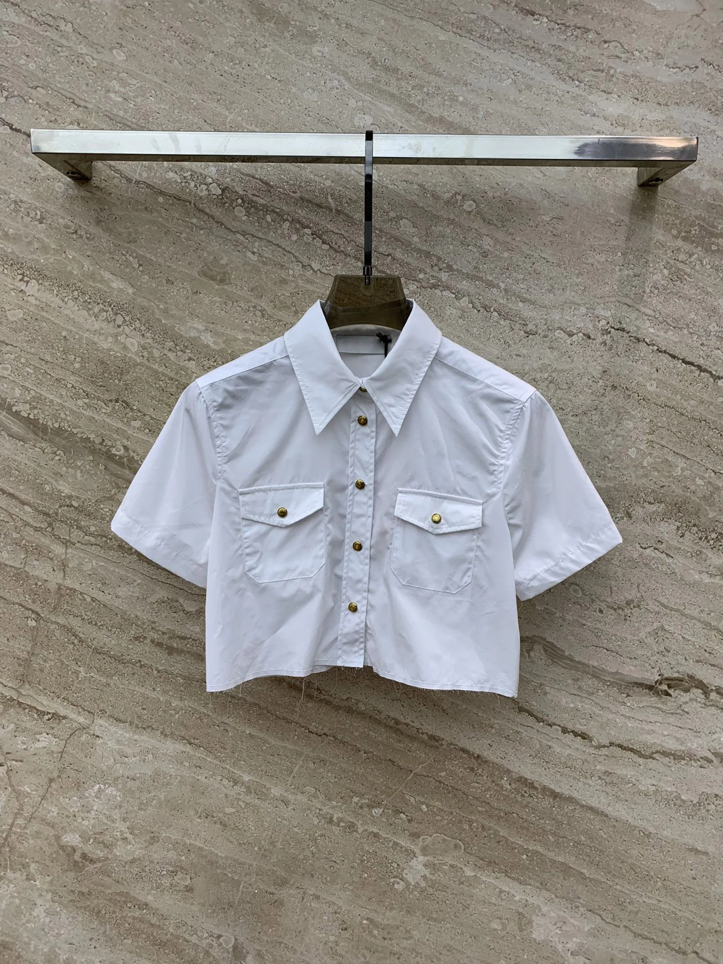 2024 Women's Clothing Three-dimensional cut versatile metal button shirt Spring Summer New No.29