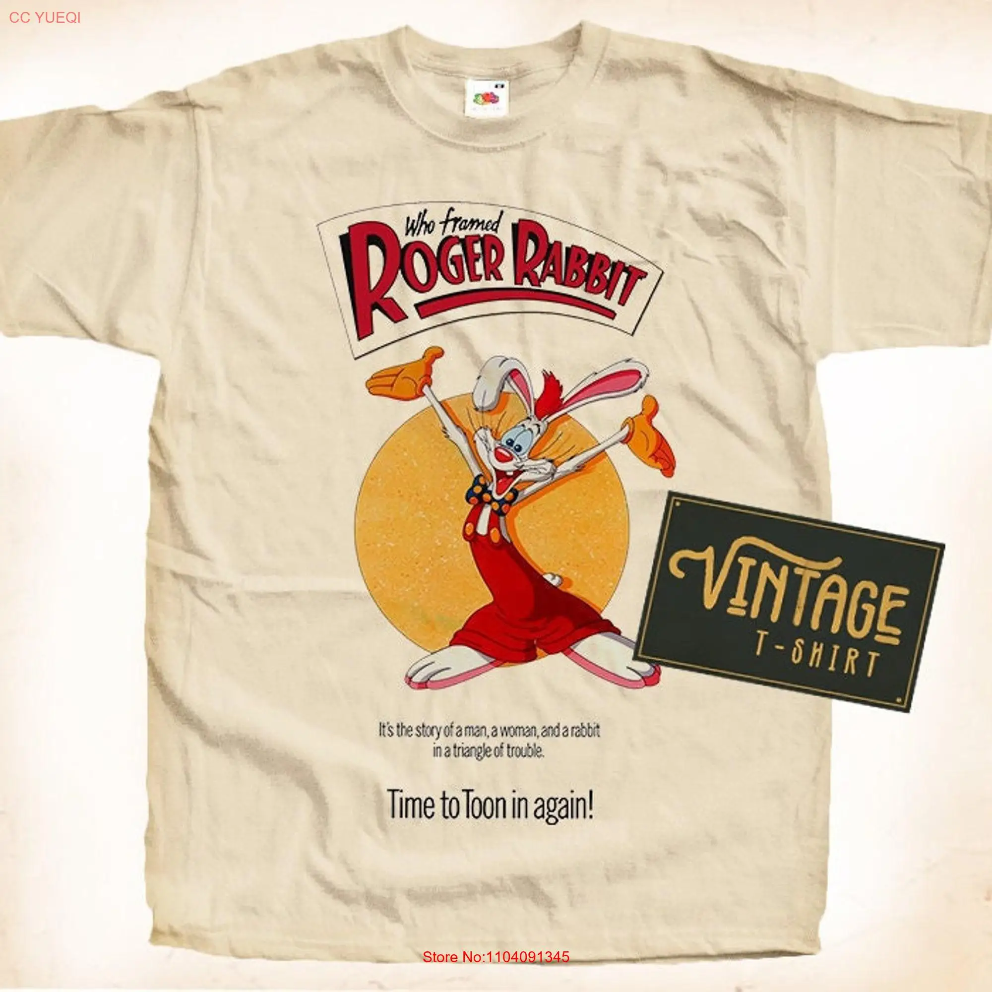 Who Framed Roger Rabbit V1 T Shirt Vintage Natural color Men's DTG Digital Print SIZES S M L XL 2XL 3XL 4XL 5XL