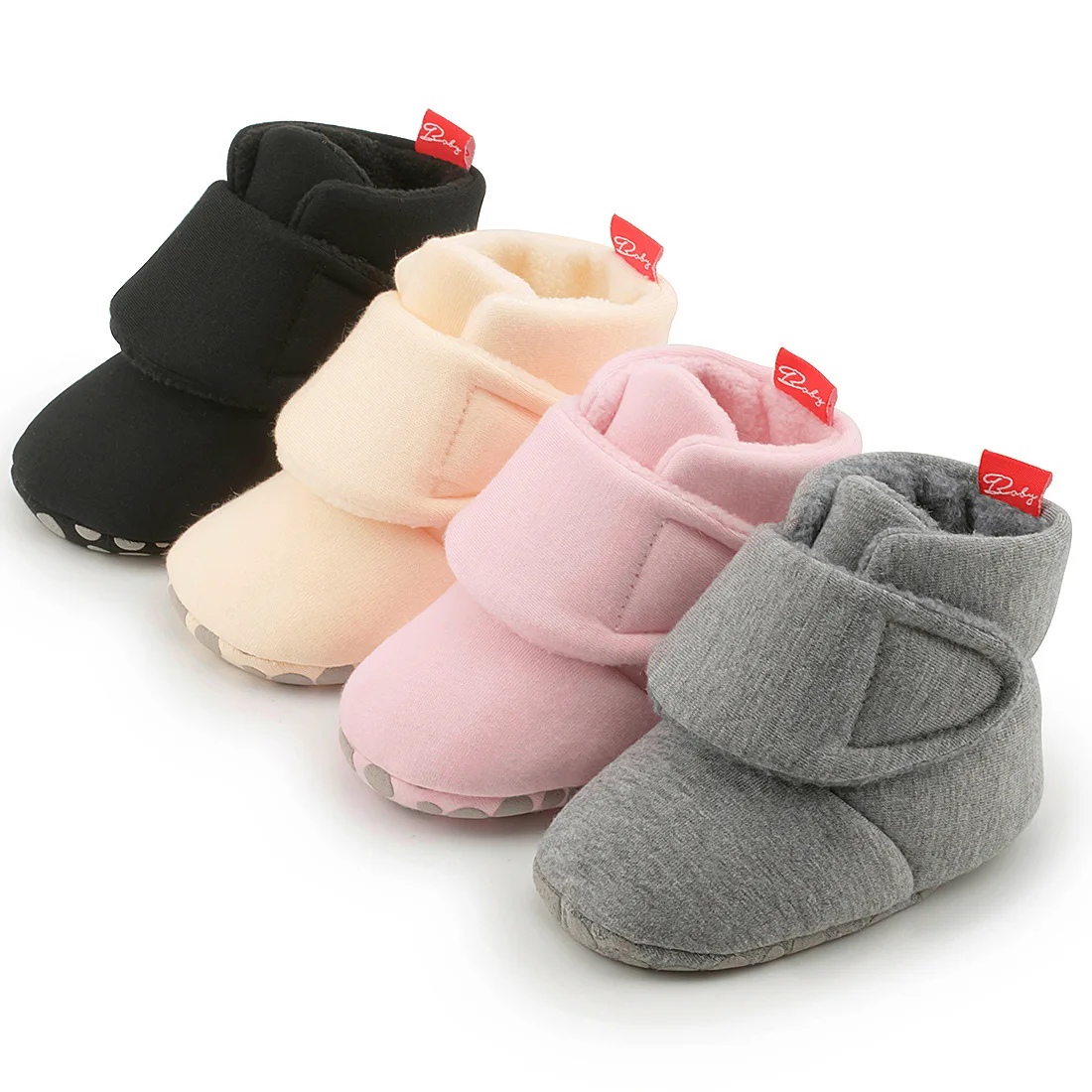 

Baby Boy Crib Shoes Infant Winter Socks Shoes Warm Booties Solid Cotton Non-Slip Soft-Sole Toddler First Walkers Newborn