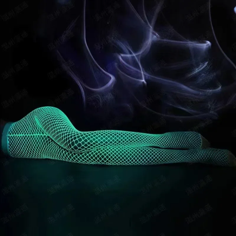 Night Fluorescent Women's Long Socks Fishnet Body Stockings Curve Lingerie Mesh Fabric High Waist Sex Tights Sexy Bodysuits image 4