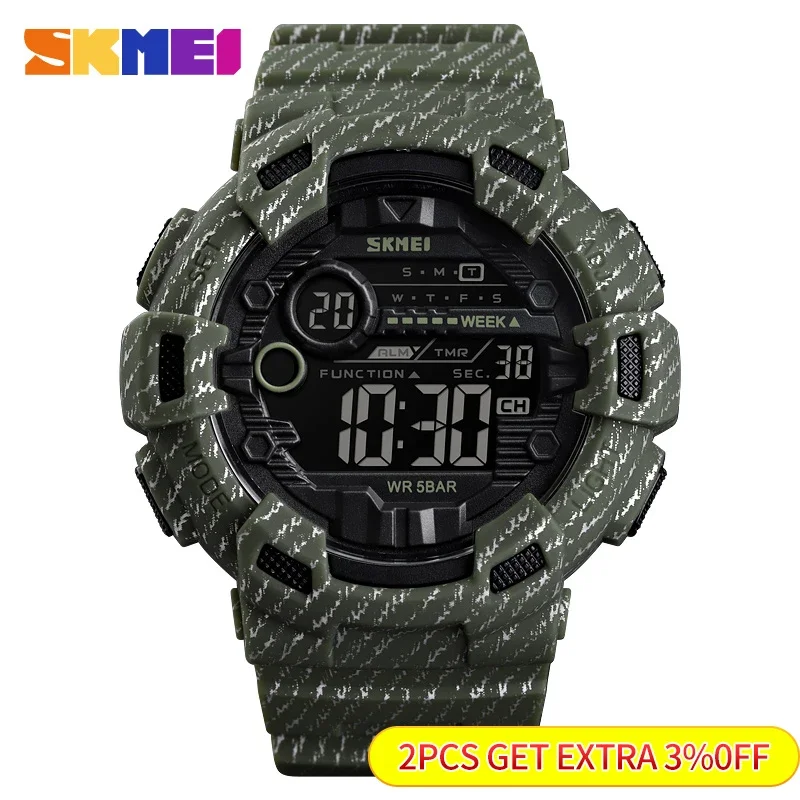 SKMEI 1472 Denim Digital Watch relogio masculino Sport Watch Men Alarm Clock Cowboy Waterproof Week Display Men Watches