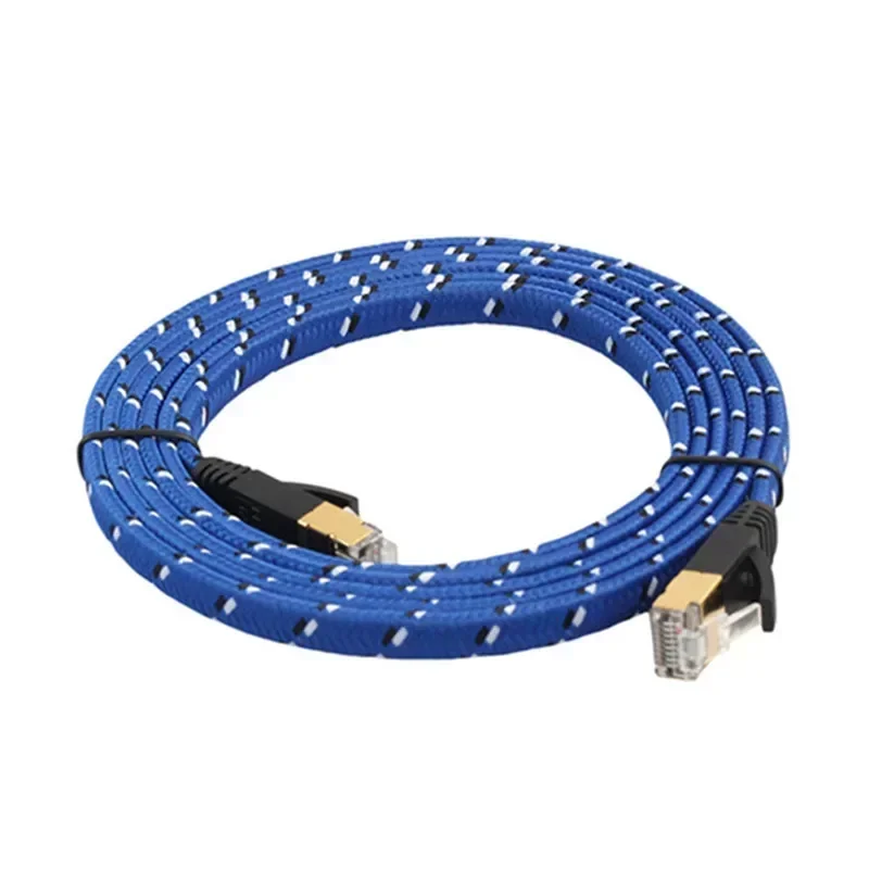 Płaski przewód UTP z oplotem Cat 7 Kabel Ethernet Złącze RJ45 Kabel sieciowy Cat7 Kable sieciowe 10G do routera modemu 1m 3m 5m 10m