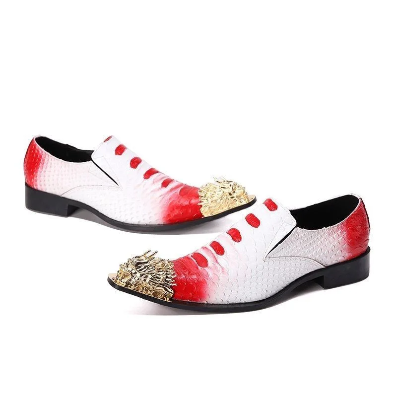 Men's Shoes Fashion Trendy Shoes Genuine Leather Pointed Iron Head Men's Casual Leather Shoes Personalized Nightclub Hairstylist