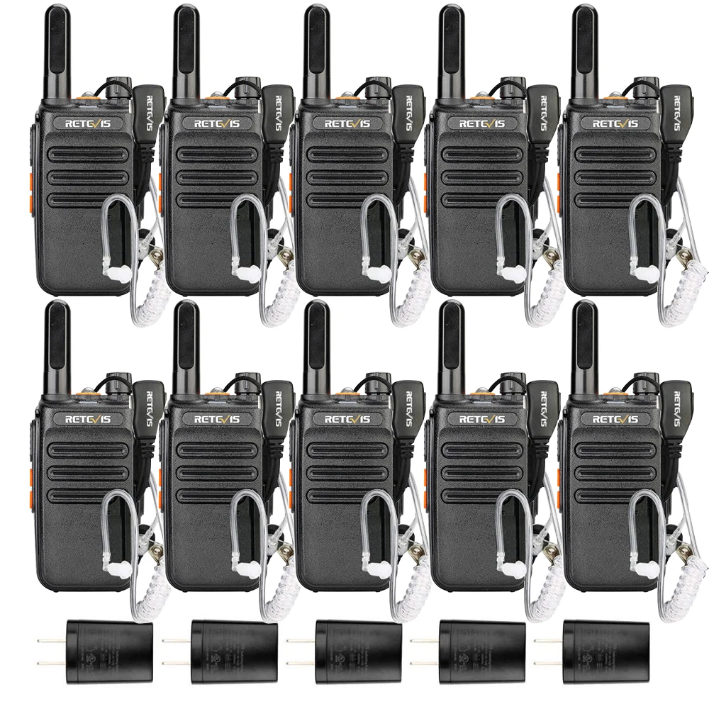 Commercial Walkie-Talkies Set with Earpiece Cable 2 Way Radios Rechargeable Emergency  VOX Handsfree Retevis RB35/RB635