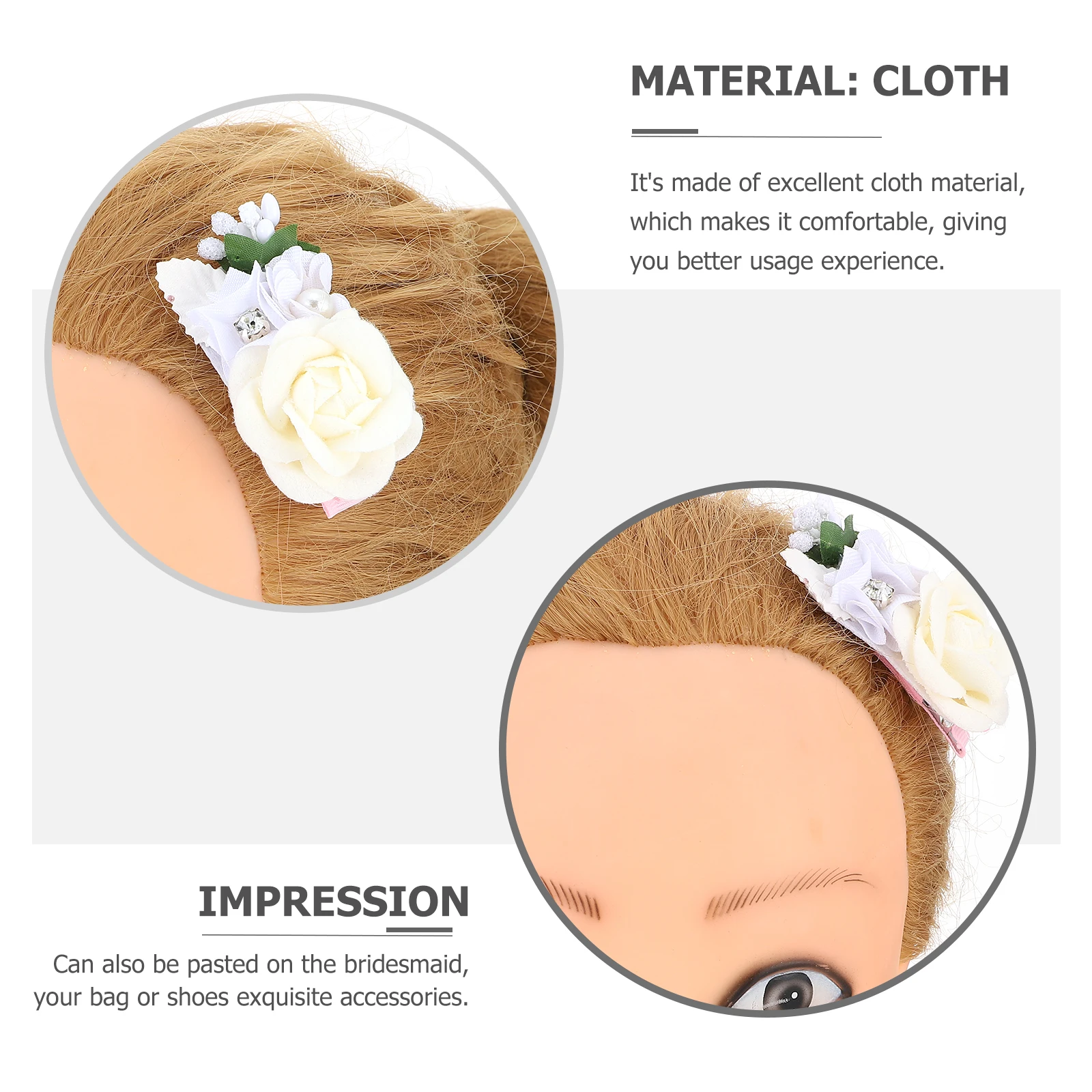 3pcs Simulated Flower Hair Clips Cloth Floral Hairpins All-Match Wedding Headdress Bride Flower Accessories