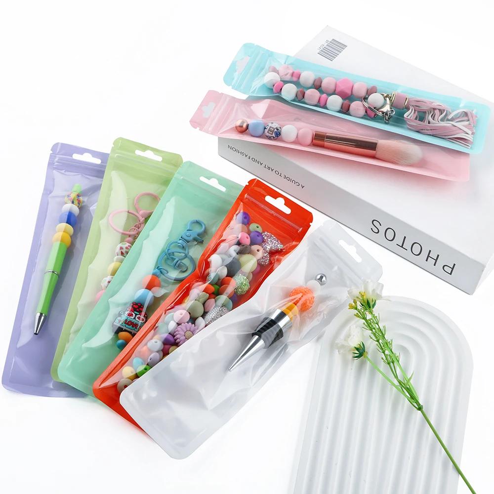 100-800Pcs/Lot Colorful Clear Sealable Packaging Bag  With Zip Lock Plastic Bags For Beadable Pen Jewellery Accessories