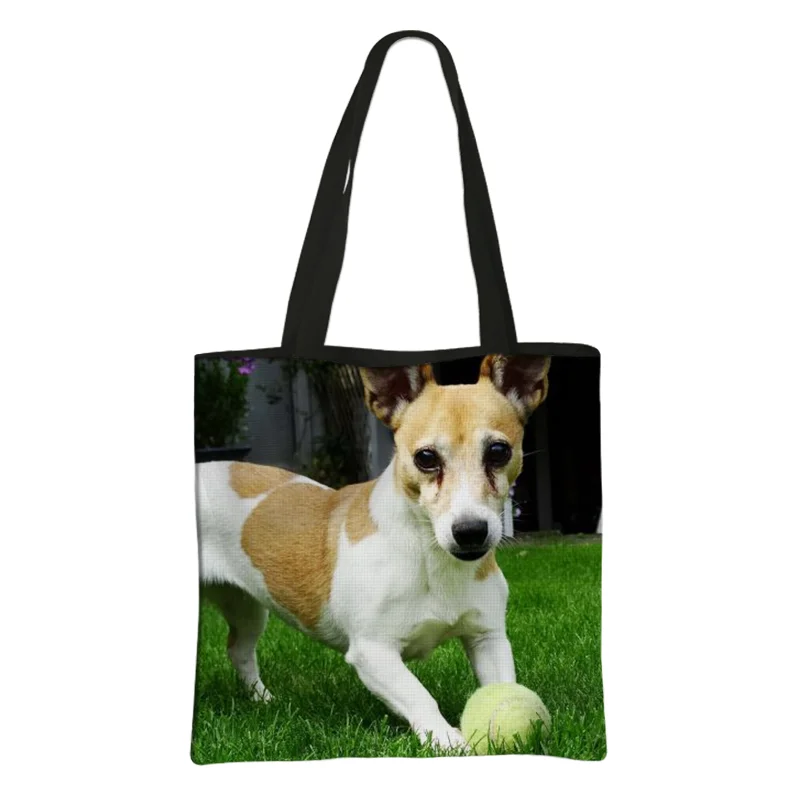 Jack Russell Terrier Women Tote Bag Labrador Print Pets Dog Student Casual Daily Use Single Handbags Portable Shoulder Bag Gift