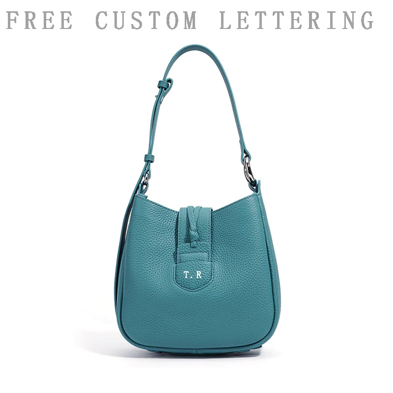 

Genuine leather underarm bag 2025 new soft top layer cowhide women's handbag free initials fashion one-shoulder crossbody bag