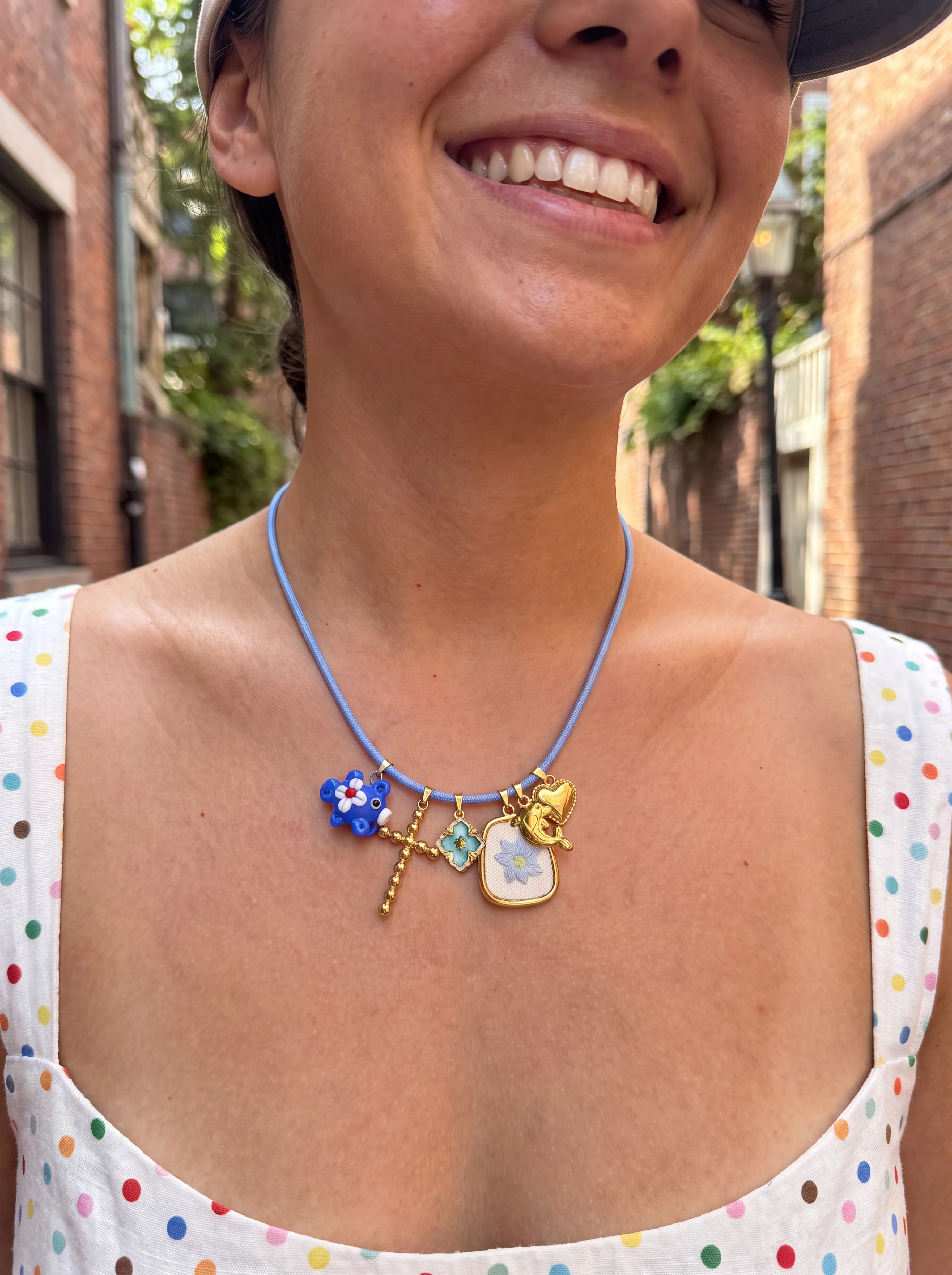 Peri'sbox Fashionable Glass Enamel Embroidery Multiple Stainless Steel Pendants Magnetic Necklace Homemade Handmade Cute Jewelry
