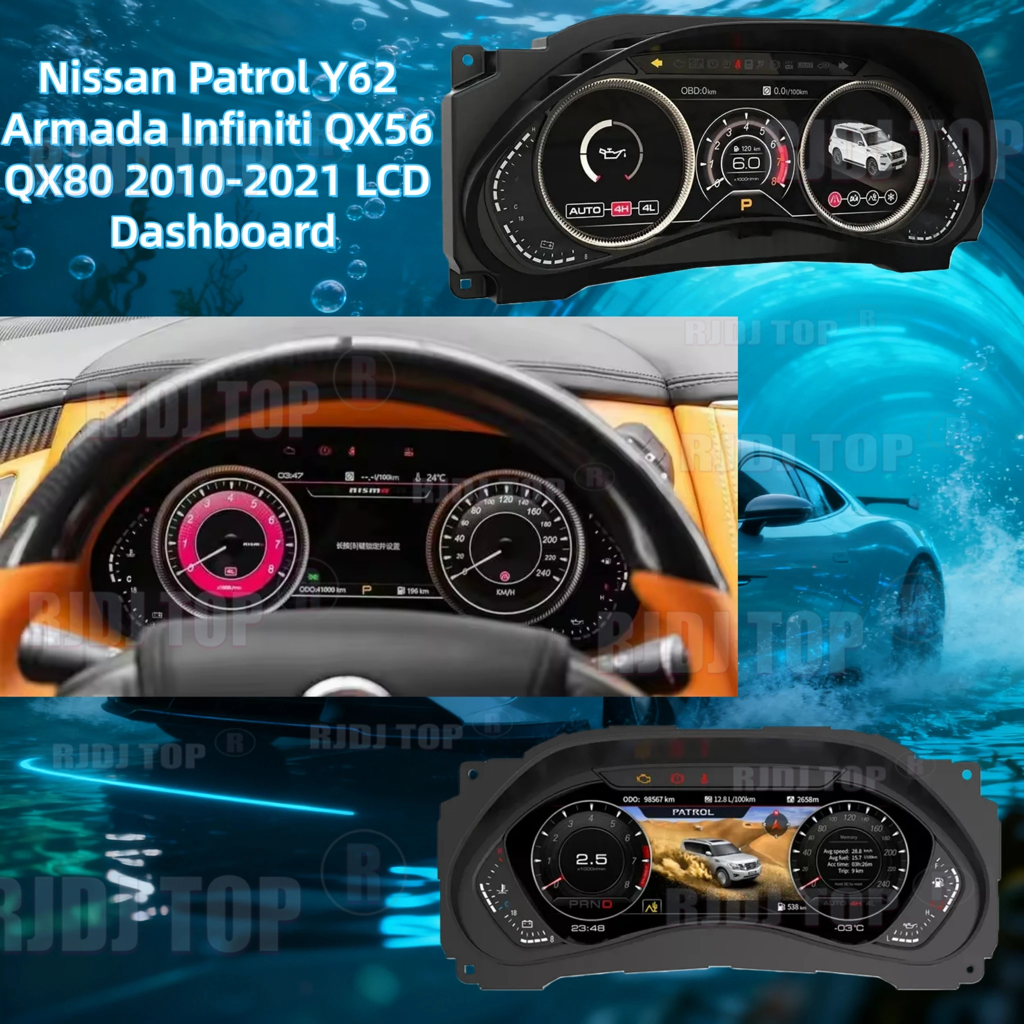 Para Nissan Patrol Y62 Armada Infiniti QX56 QX80 2010-2021 pantalla LCD para tablero velocímetro instrumento actualización Smart Cluster Qled