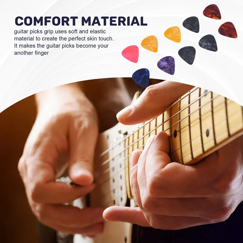 10Pcs Guitar Pick Grips With 10 Picks Help You Hold Guitar Pick Tightly For Guitar Pick Non Slip Hold Control & Comfort