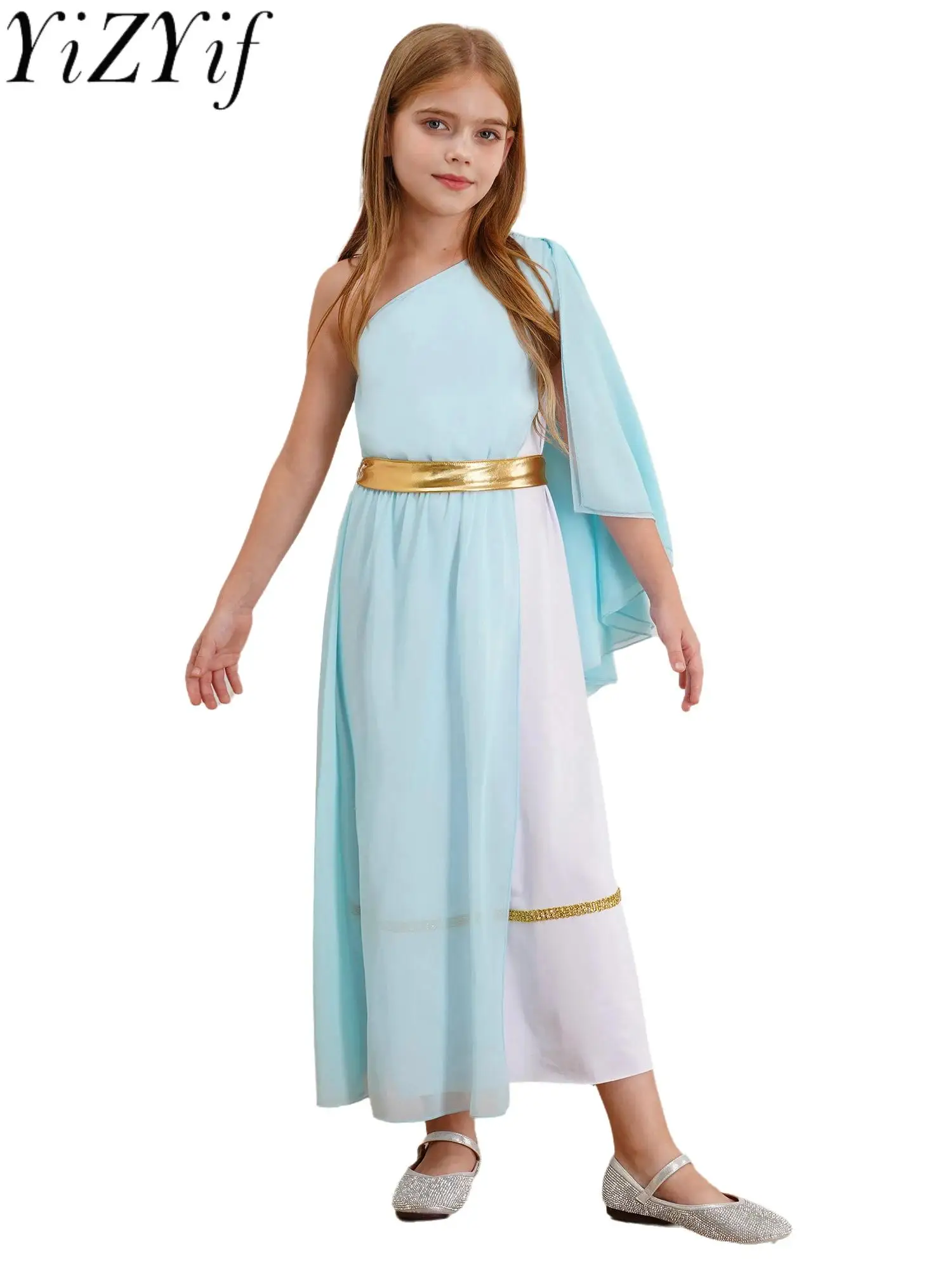 Roman Goddesses Girls Fancy Dress Grecian Toga Greek Costume Halloween Fancy Dress Ancient Greek Princess Tulle Shawls Dress